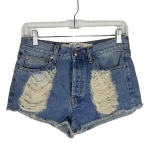 Melville Distressed Button Fly Women's Denim 40 Waist Measure 28"